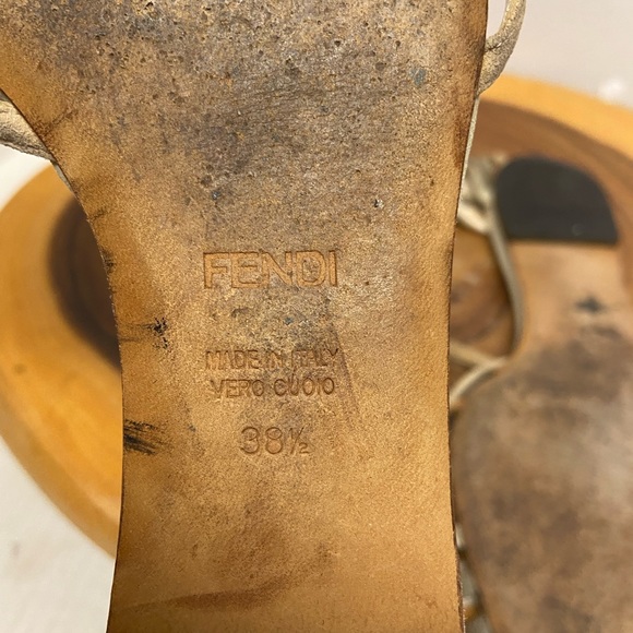 FENDI Leather Multi Color Neutral Multi Strap Ankle Strap Sandals - Picture 7 of 9